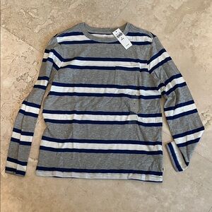 NWT! GAP Kids Gray and Blue Striped Long Sleeve Tee
